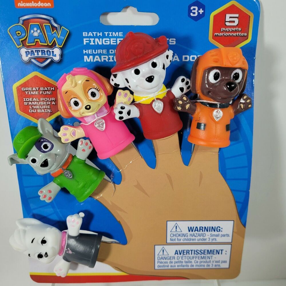 Paw Patrol Bath Time Finger Puppets Sweetie Rocky Skye Marshall Zuma Nickelodeon
